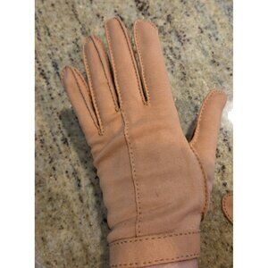 Vintage Womens Size L/XL 7.5 Brown Cotton Formal Gloves Contrast Stitching